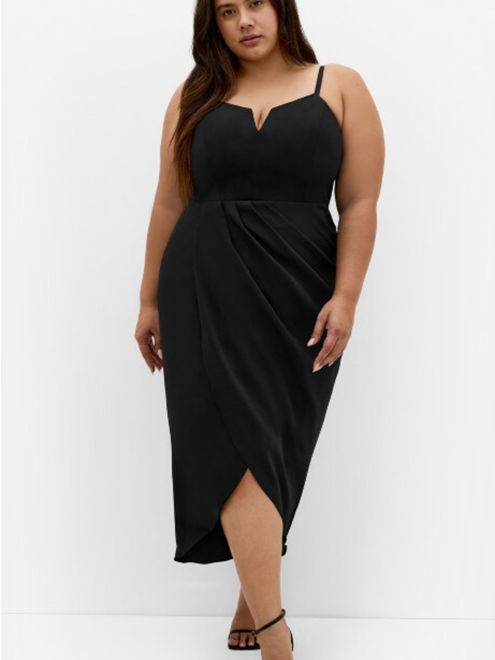 City Chic Sassy Tulip Midi Dress” black plus size 16, cocktail formal NWT